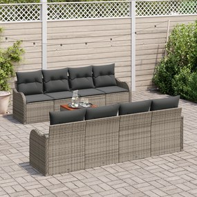Conjunto de Sofás de Jardim vidaXL 9 Peças com Almofadas Cinza Rattan