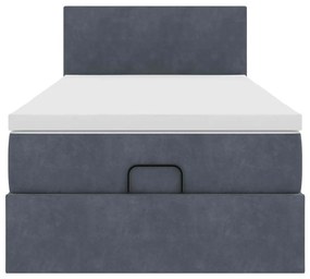 Estrutura cama otomana colchão 90x190 cm veludo cinzento escuro