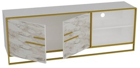 Móvel TV Polka – Dourado e Branco – 160x56,6x38,5 cm