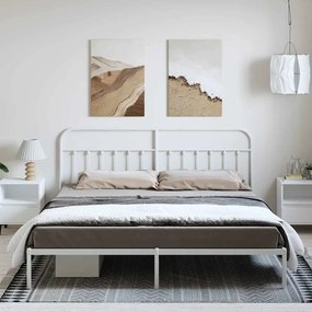 Estrutura de cama com cabeceira 193x203 cm metal branco