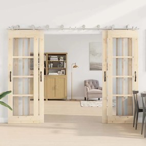 Kit ferragens p/ porta deslizante 366cm aço inoxidável prateado