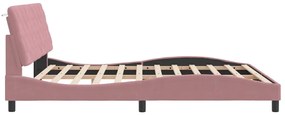 Estrutura de cama c/ luzes LED 180x200 cm veludo rosa