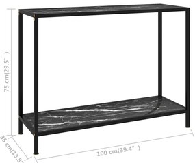 Mesa consola 100x35x75 cm vidro temperado preto