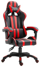 Cadeira de Gaming com Apoio de Pés Pele Sintética Vermelho