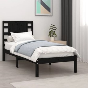 Estrutura cama pequena solteiro 75x190 cm madeira maciça preto