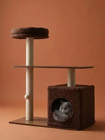 Árvore para gatos em madeira design chocolate