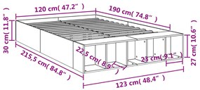 Estrutura de cama 120x190 cm derivados de madeira cinza cimento