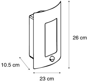 Candeeiro de parede moderno para exterior em aço com sensor de movimento IP44 - Emmerald 1 Moderno