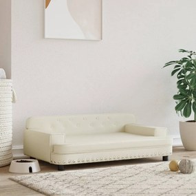 vidaXL Cama para cães 90x53x30 cm couro artificial cor creme