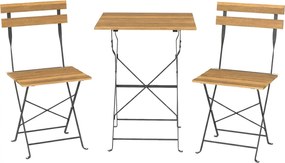 Outsunny Conjunto Bistrô de Jardim 3 Peças, 2 Cadeiras Dobráveis, Mesa Quadrada em Madeira de Acácia, 55x55x71cm, Natural | Aosom Portugal