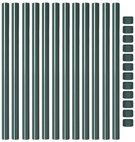 Postes de Cerca 12 pcs Verde 90 cm Aço com Revestimento em Pó