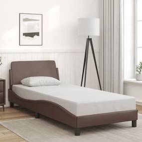 vidaXL Estrutura cama c/ cabeceira couro artificial 80x200 cm castanho