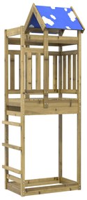 vidaXL Torre de Brincar Castanho Madeira Sólida Impregnada
