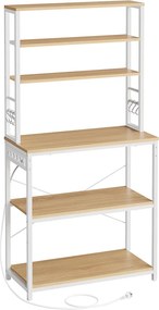Armário de cozinha com tomadas 40 x 80 x 167 cm cor carvalho dourado e branco