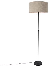 Candeeiro de chão preto regulável com abajur taupe 50 cm - Parte Design