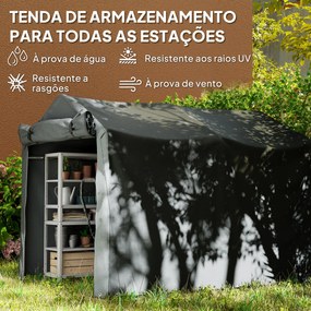 Abrigo de Exterior para Ferramentas e Bicicletas 2,2x1,57x1,65 m com Porta Desmontável com Fecho de Correr Cinzento Escuro