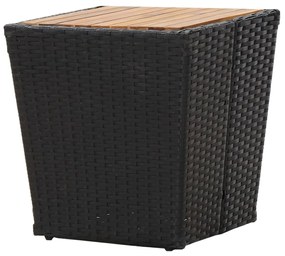 3 pcs conjunto bistrô jardim vime PE e madeira de acácia preto