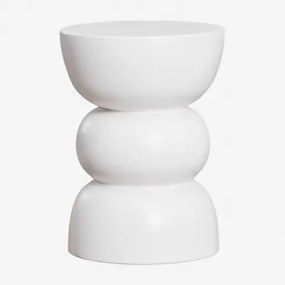 Mesa Auxiliar Para Jardim Redonda Ø35 Cm Em Dolomita Tiyi Branco - Sklum