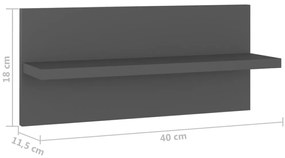 Estantes de parede 4 pcs derivados de madeira cinzento