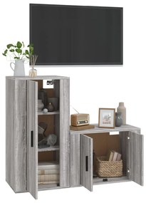 Conjunto móveis de TV 2 pcs madeira processada sonoma cinza