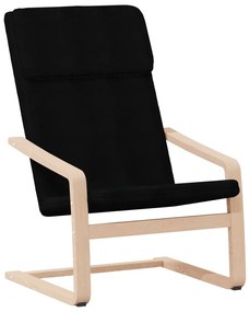 Cadeira de descanso com banco p/ pés tecido preto