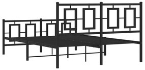 Estrutura de cama com cabeceira e pés 140x190 cm metal preto