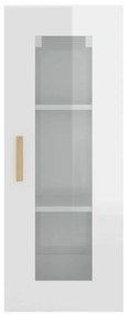Armário de parede suspenso 34,5x34x90 cm branco brilhante