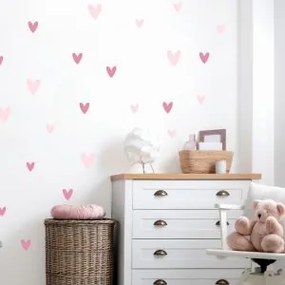 Autocolantes de parede para menina - Corações cor-de-rosa