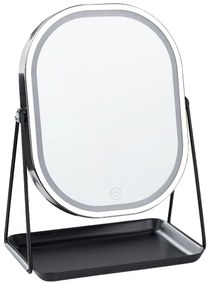 Espelho de maquilhagem prateado com LED 20 x 22 cm DORDOGNE Beliani
