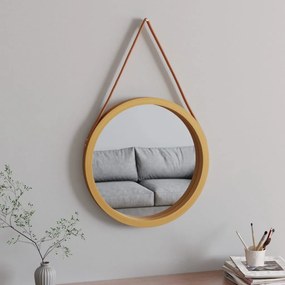 vidaXL Espelho de parede com alça Ø 55 cm dourado