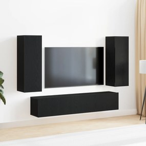 vidaXL Conjunto de Armário de TV de 4 Peças Montado na Parede em Carvalho Preto