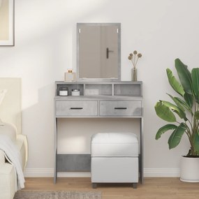 Espaço para Maquiagem com Gavetas Cinza Concreto 79x41x140 cm