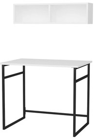 Secretária de Estudo Hussum - Preto e Branco - 90x60x75 cm