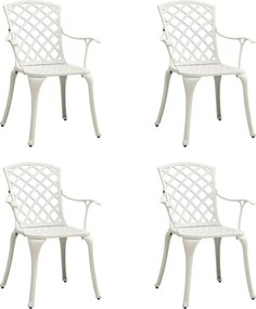vidaXL Cadeiras de jardim 4 pcs alumínio fundido branco