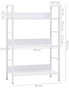 Estante 3 prateleiras derivados de madeira branco