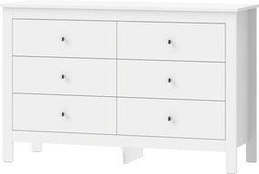 HOMCOM Cômoda com 6 gavetas, aparador com trilhos de correr suaves para quarto, sala de estar ou corredor, 118 x 39,5 x 75,5 cm, Branco | Aosom Portugal