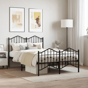 vidaXL Estrutura de cama com cabeceira e pés 120x200 cm metal preto
