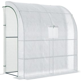 Outsunny Estufa Pequena Estufa de Exterior com Janelas Prateleiras de 3 Níveis Estufa para Cultivo de Plantas Flores 200x100x215 cm Branco | Aosom Portugal