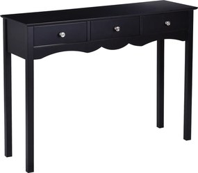 Secretária com 3 Gavetas, 100 x 32 x 75 cm, Multifuncional em MDF, Preto
