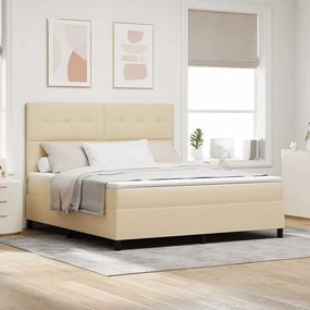 vidaXL Cama Box com Colchão e LED em Creme - 180x200 cm, Tecido
