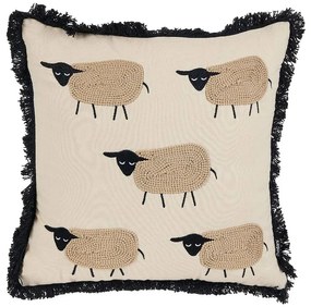 Almofada decorativa com motivo de ovelha em algodão creme 45 x 45 cm BANNU Beliani