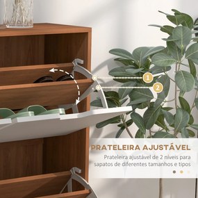 HOMCOM Sapateira com 4 Gavetas e Prateleiras Ajustáveis Móvel para Sapatos de Corredor para 16 Pares de Sapatos 95x26x95 cm Madeira