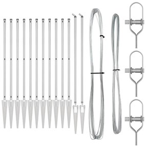 Postes de Cerca 13 pcs Prateado Ø32mm 160 cm Aço galvanizado