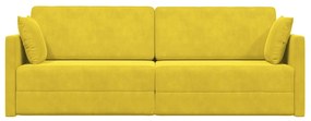 Sofá-Cama de Chão 2 em 1 Amarelo 213x144x60 cm Veludo