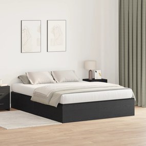 Cama com Arrumação vidaXL Madeira Preta 140x200 cm
