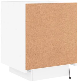 Mesas de cabeceira c/ luzes LED 2 pcs derivados madeira branco