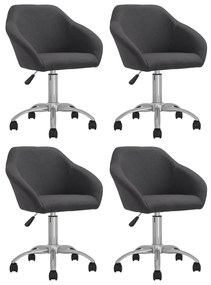 vidaXL Cadeiras de jantar giratórias 4 pcs tecido cinzento-escuro