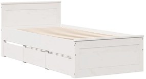 Cama com estante sem colchão 75x190 cm pinho maciço branco