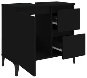 Armário de casa de banho 65x33x60cm derivados de madeira preto