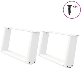 Pés para mesa de centro em formato de U, 2 peças, branco, 60x(30-31) c
